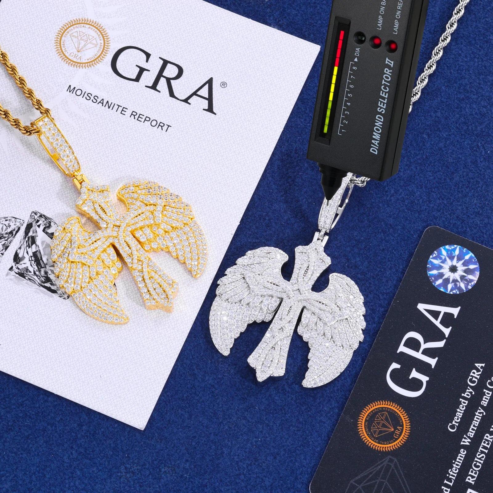 Wings Of Love | Iced Blinged Out 925 Sterling Silver Winged Cross Hip Hop Moissanite Pendant