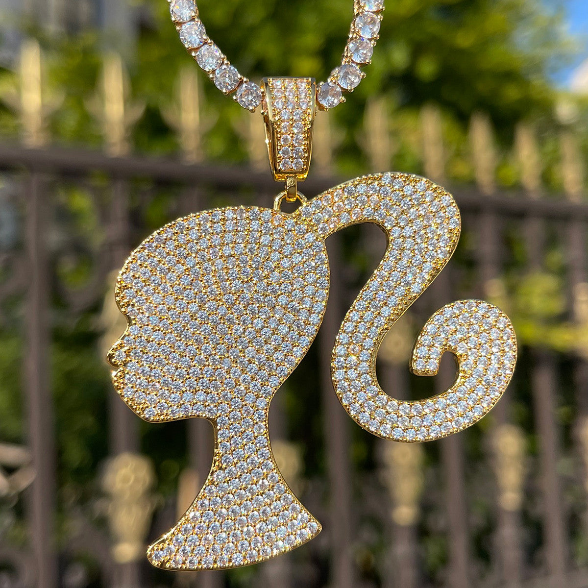 The Baddie | Ponytail Baby Doll VVS Diamond CZ Iced Blinged Out Necklace