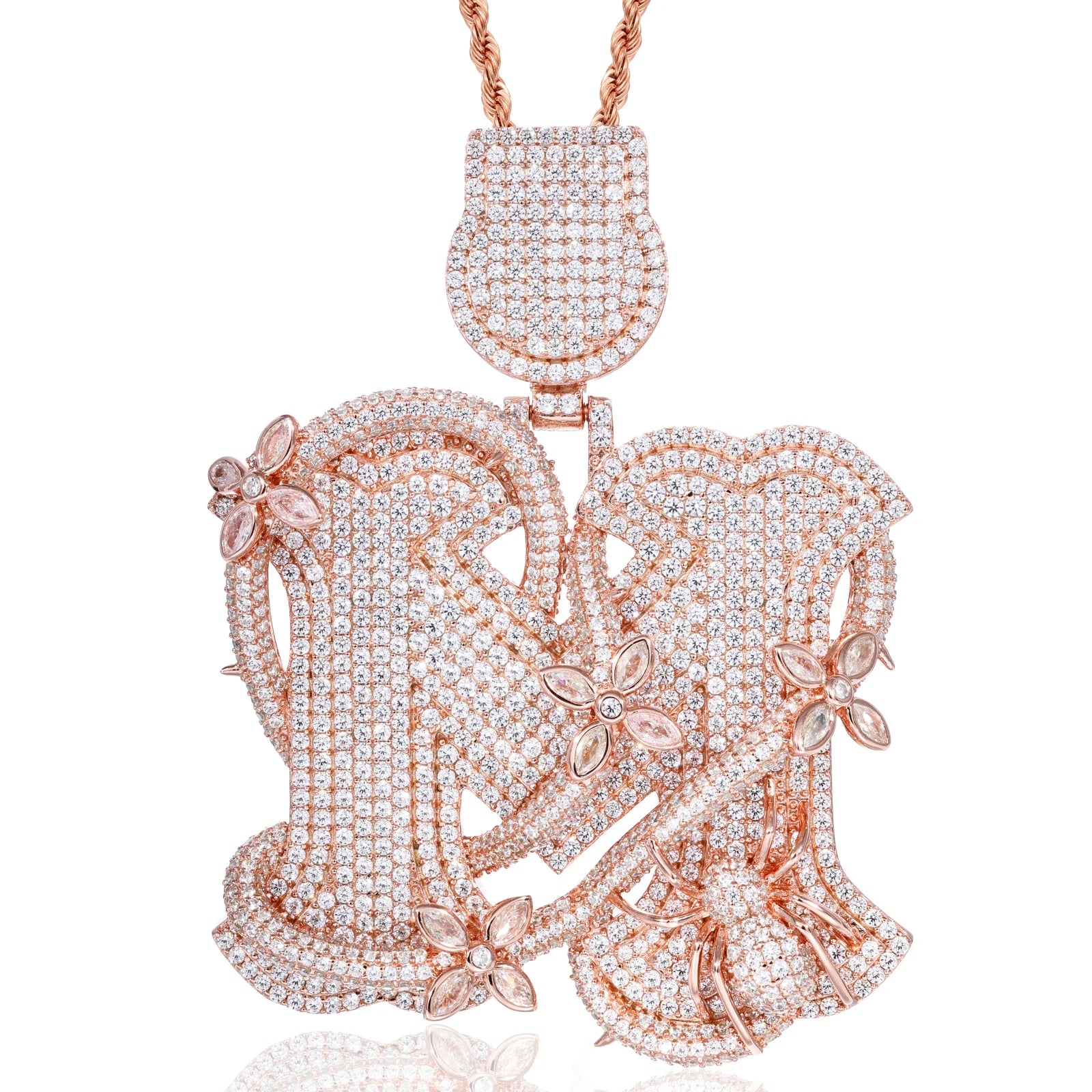 Gothic Ice | Iced Blinged Out VVS 925 Silver Moissanite Diamond Letter M Pendant