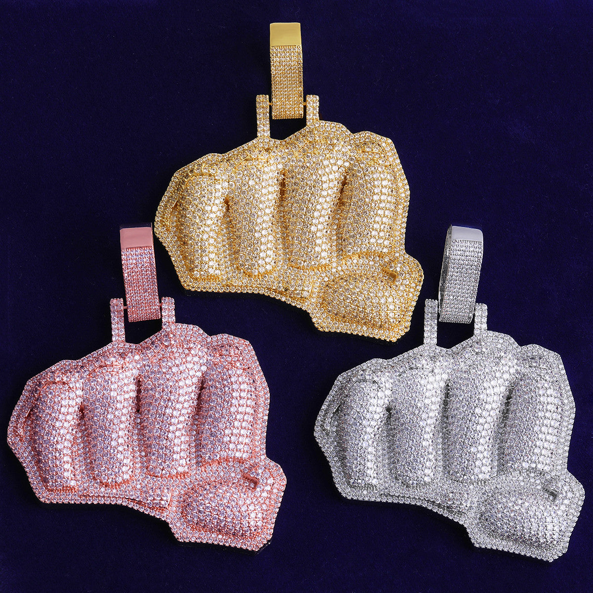 Fist Pound Town | VVS Diamond CZ 24k Gold Iced Blinged Out Pound Fist Hip Hop Pendant 