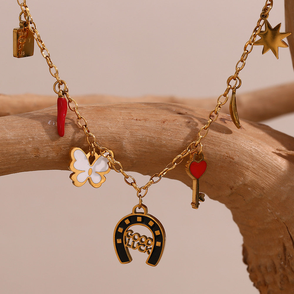 18k Gold Silver Waterproof European and American Hip-Hop Style Pendant Necklace