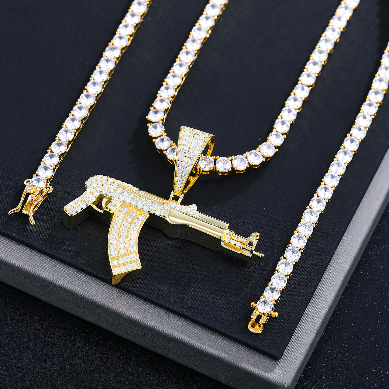 The Chopper | Mens Solid 925 Sterling Silver Submachine Gun Hip Hop Pendant