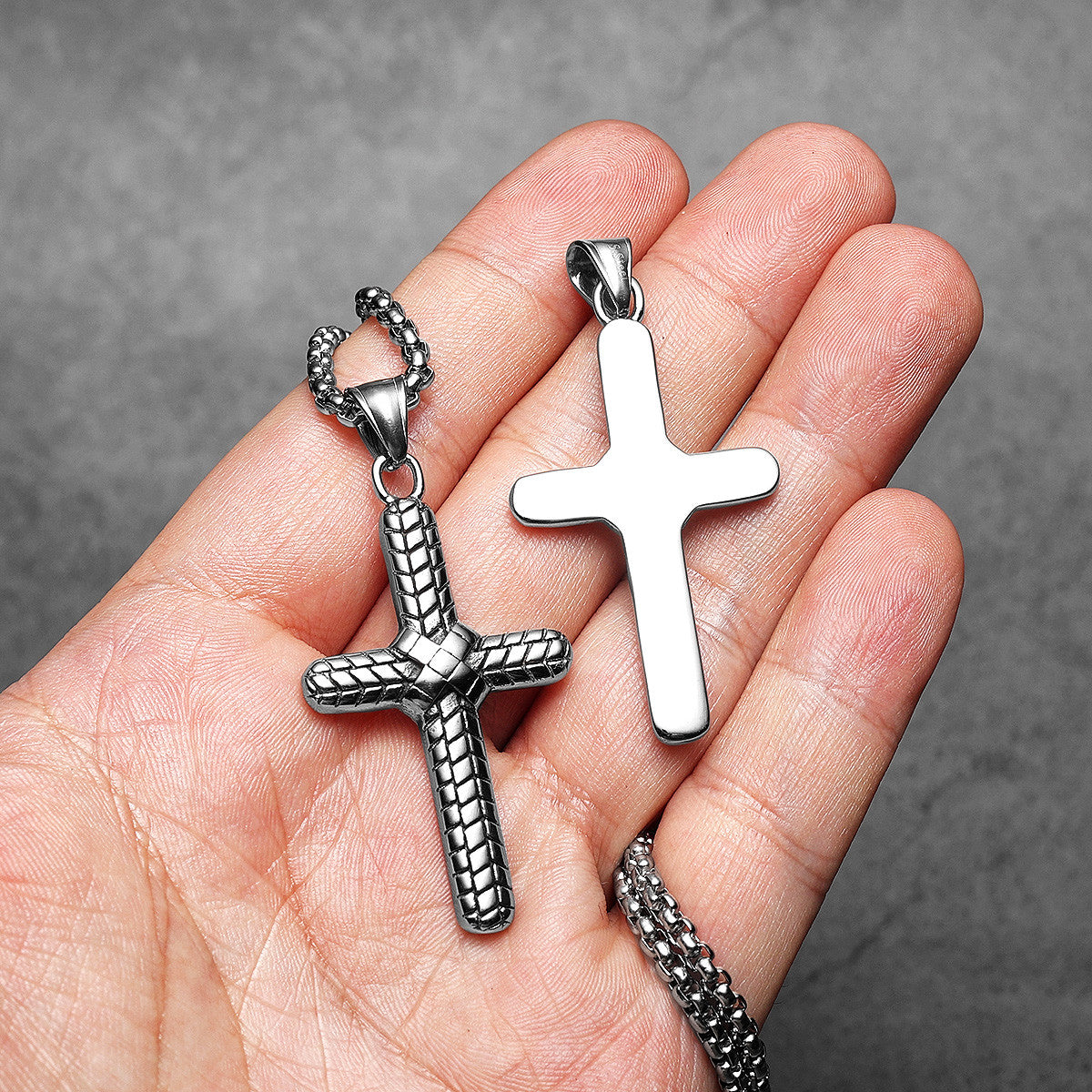Snake Skin | Simple 316L No Fade Stainless Steel Ribbon Cross Pendant