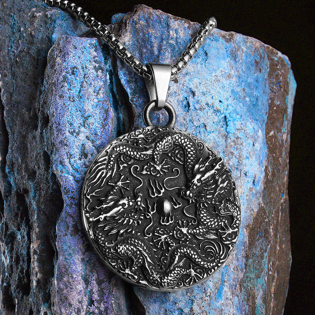 Chinese Dragon | 316L Solid Stainless Steel Ancient Chinese Culture Amulet Pendant