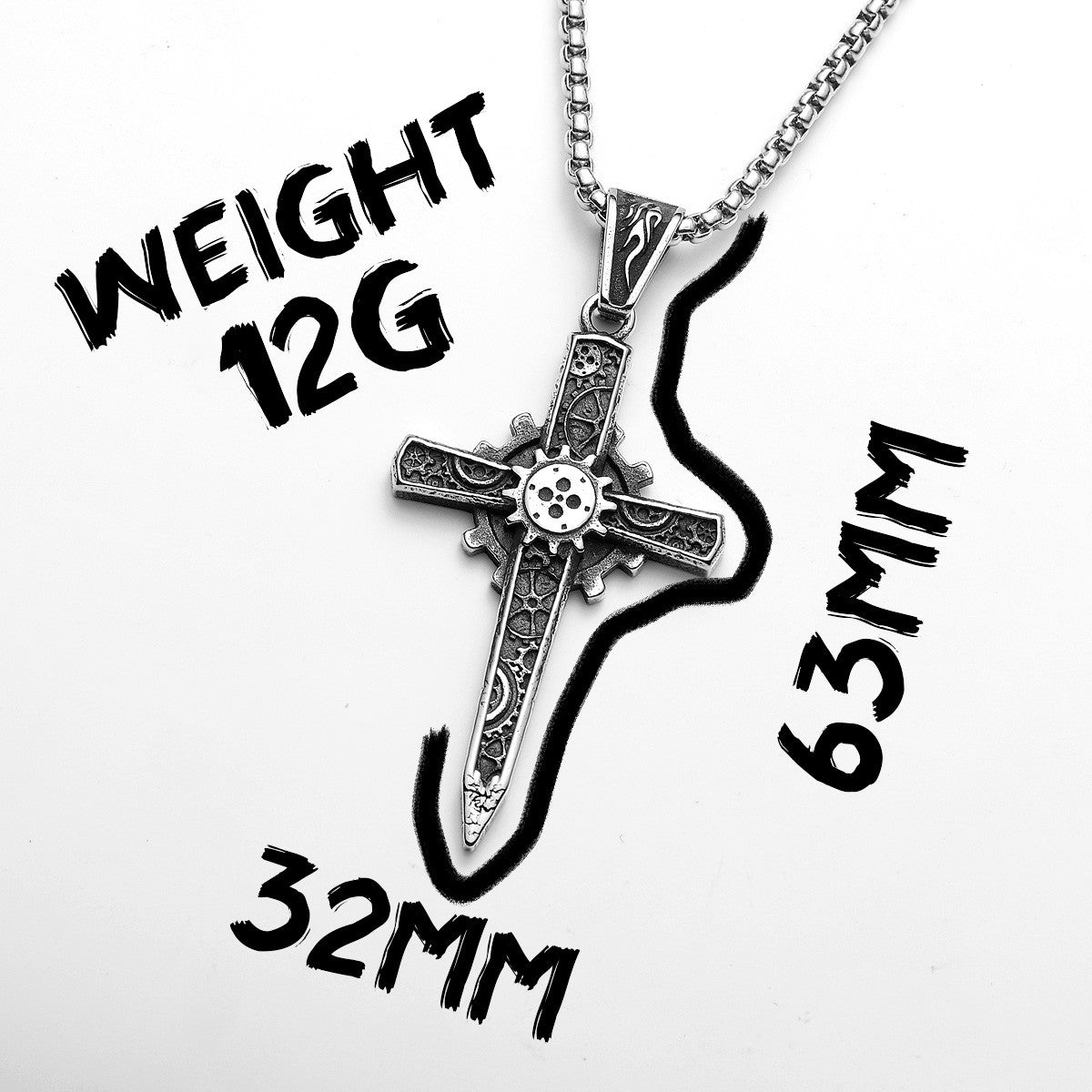 Gear Cross | 316L Solid Stainless Steel Men's Gear Head Hip Hop Street Wear Pendant