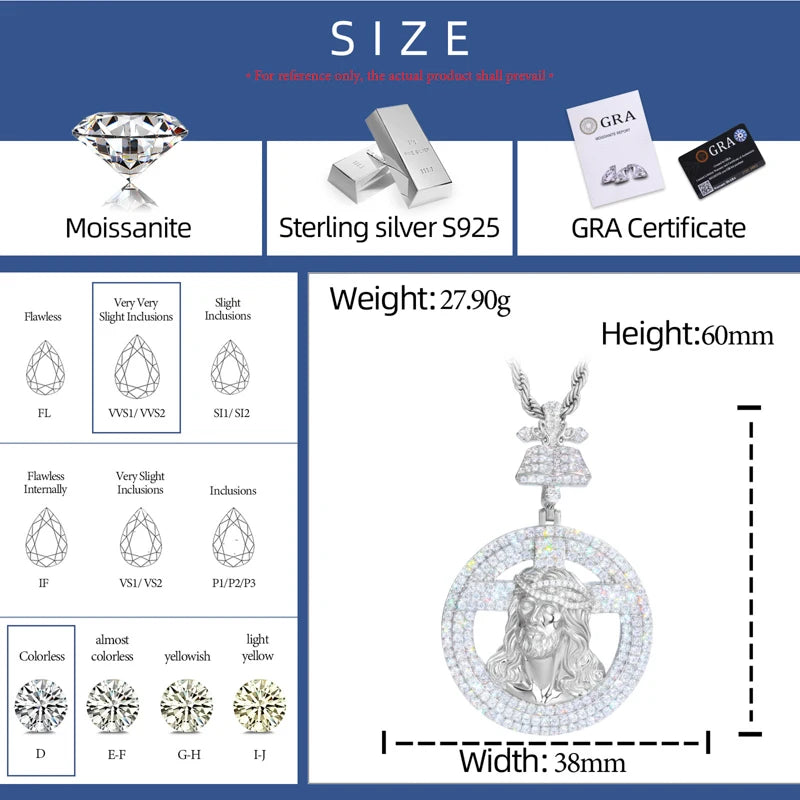 The Sacrifice | Luxury Moissanite Diamond Iced Blinged Out 925 Silver Jesus Piece Pendant