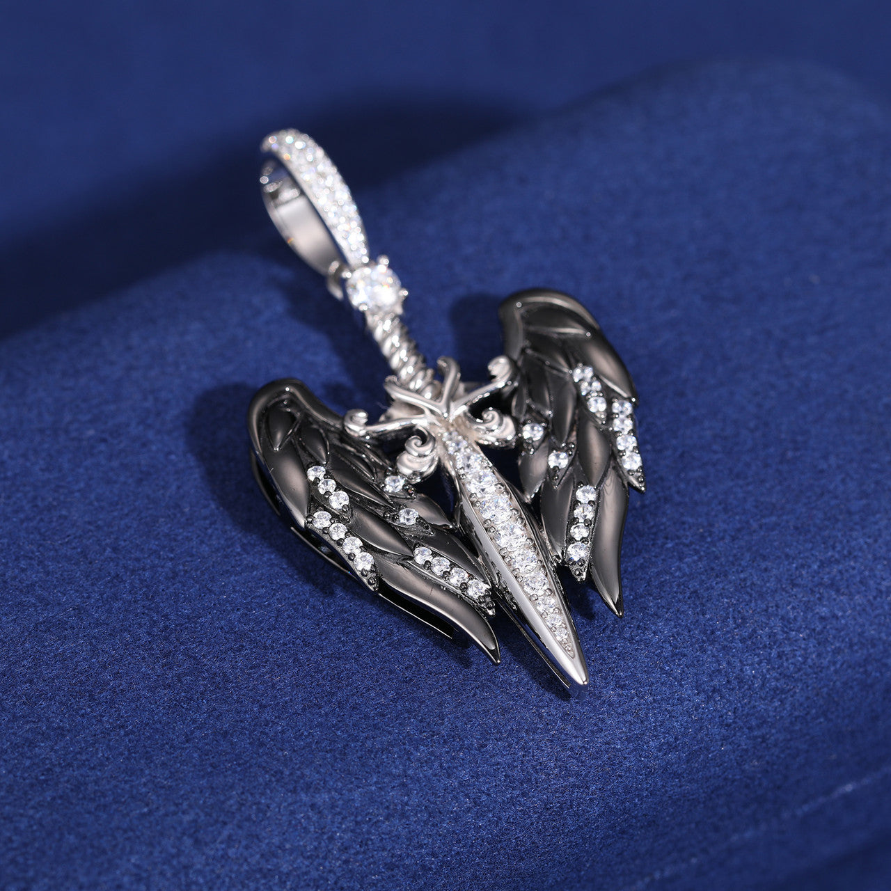 Angel Sword | Mens 925 Sterling Silver Moissanite Diamond Hip Hop Pendant Chain