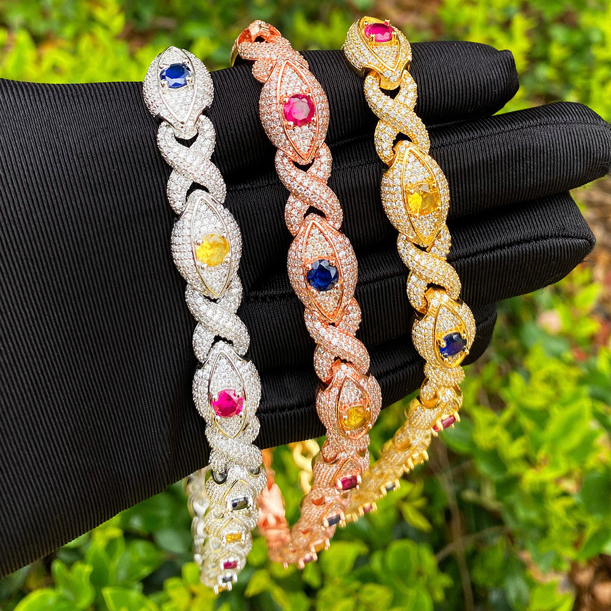 Infinity Eye | VVS Diamond CZ Colorful Gemstone Infinity Link Hip Hop Chain Necklace