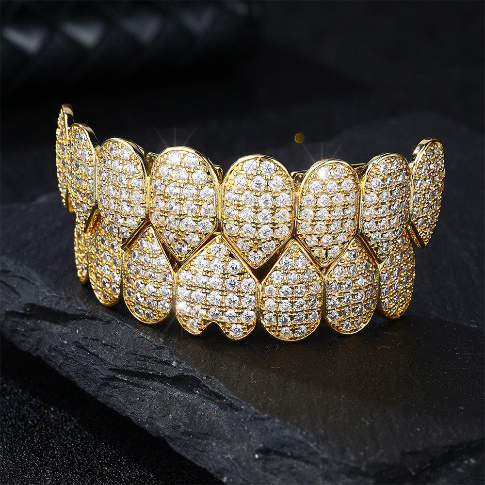 Hustla Tears | VVS Diamond CZ Hip Hop Full Teeth Cap Top Bottom Mouth Grillz Set