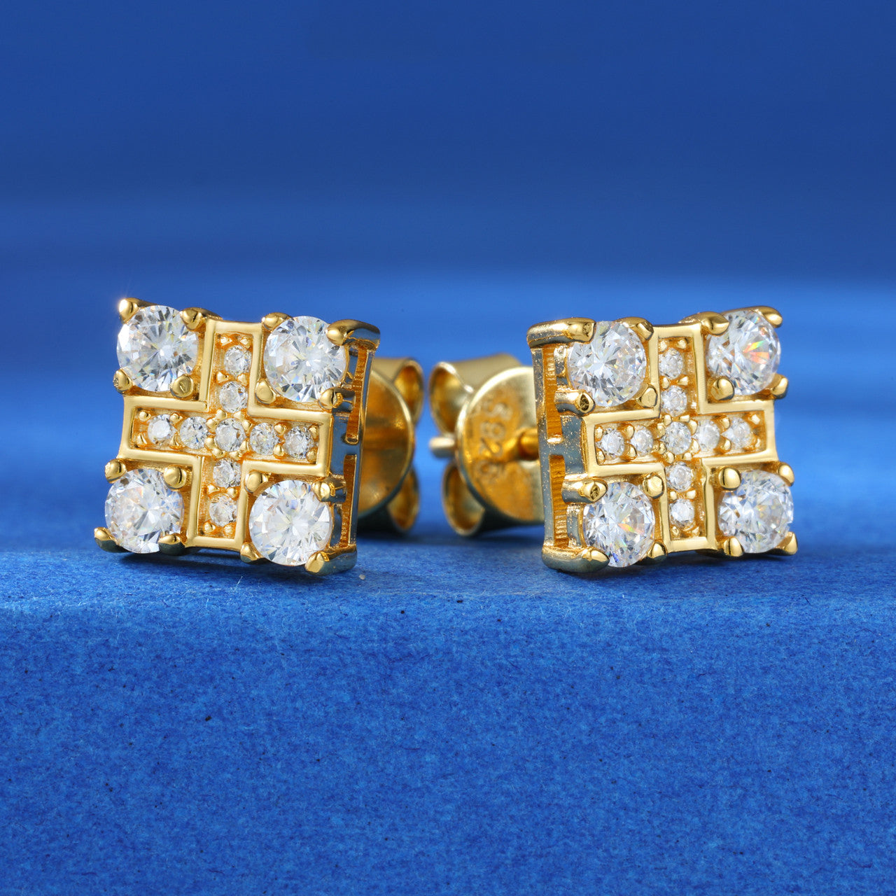 Solid Sterling Silver Iced Blinged Out Square Moissanite Diamond VVS Hip Hop Earrings