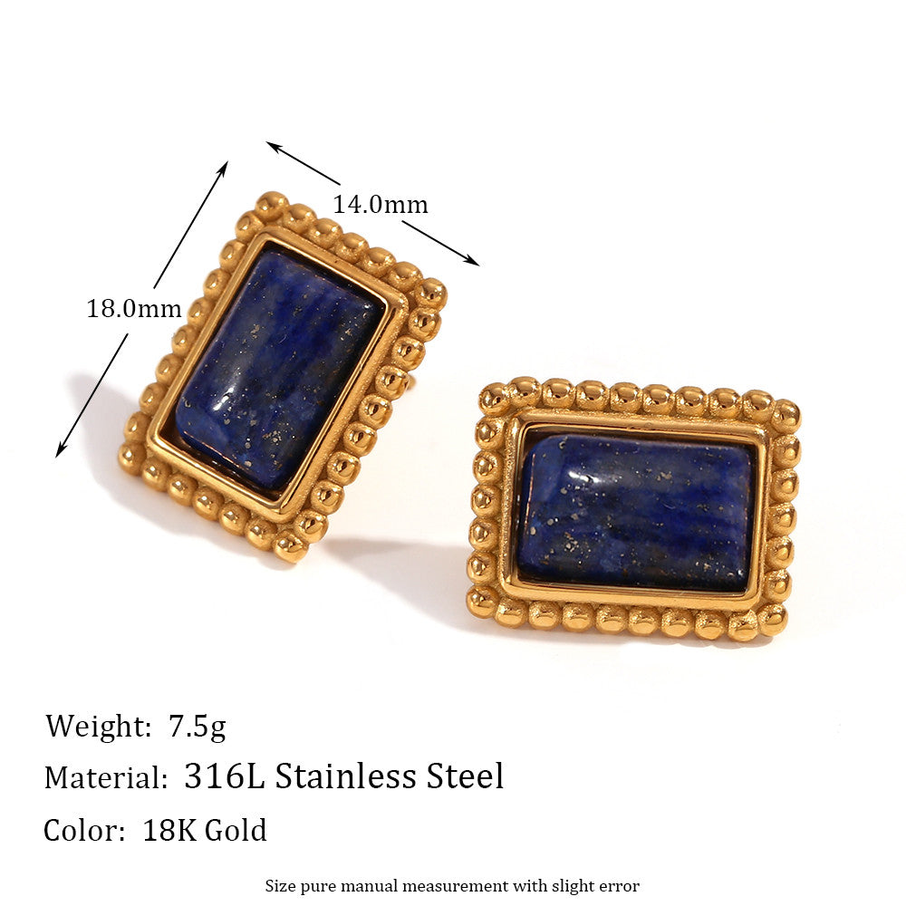 Lakers 18k Gold Stainless Steel Heart Rectangular Hollow Heart Earrings