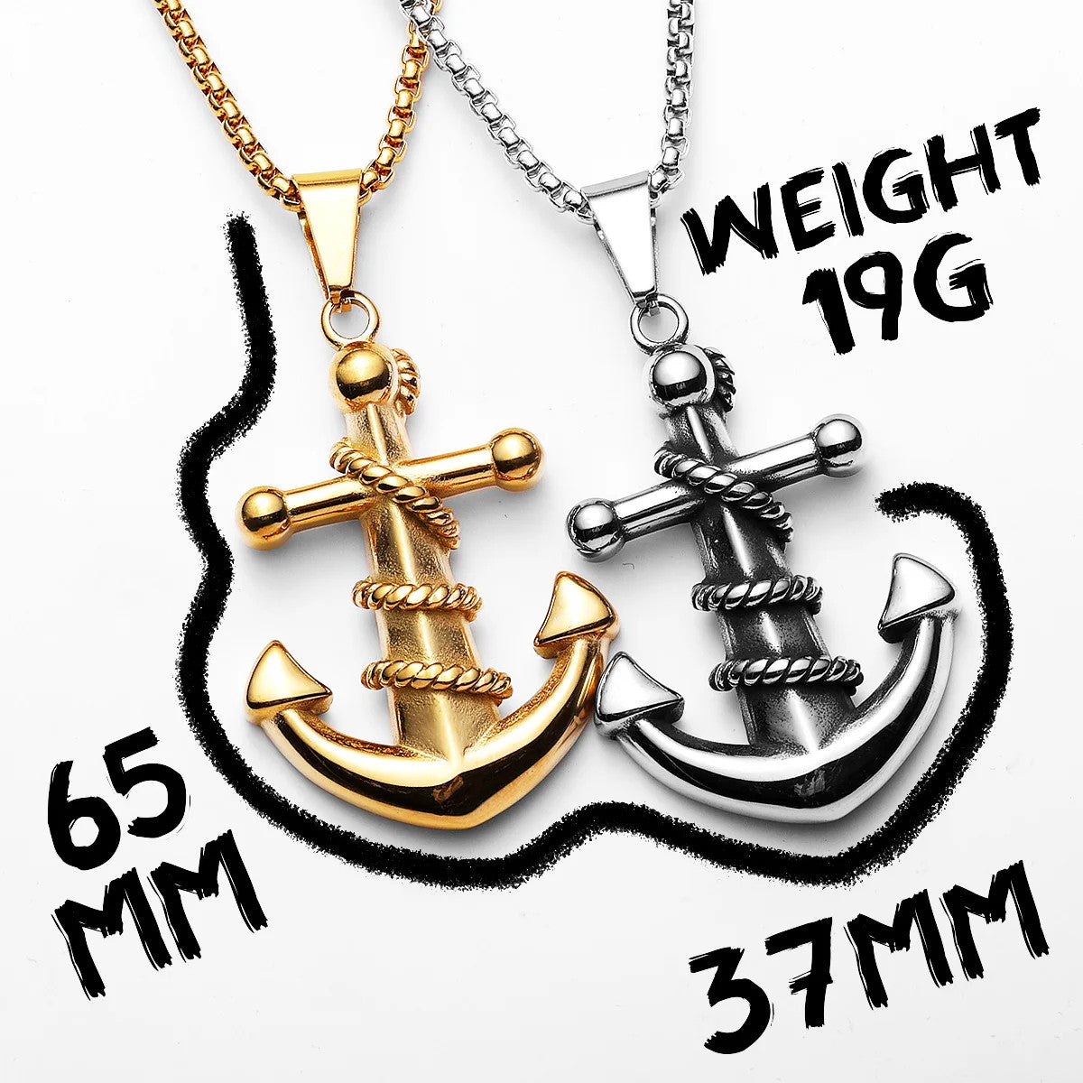 Anchor | 316L No Fade Stainless Steel Rope Anchor Nautical Street Style Pendant
