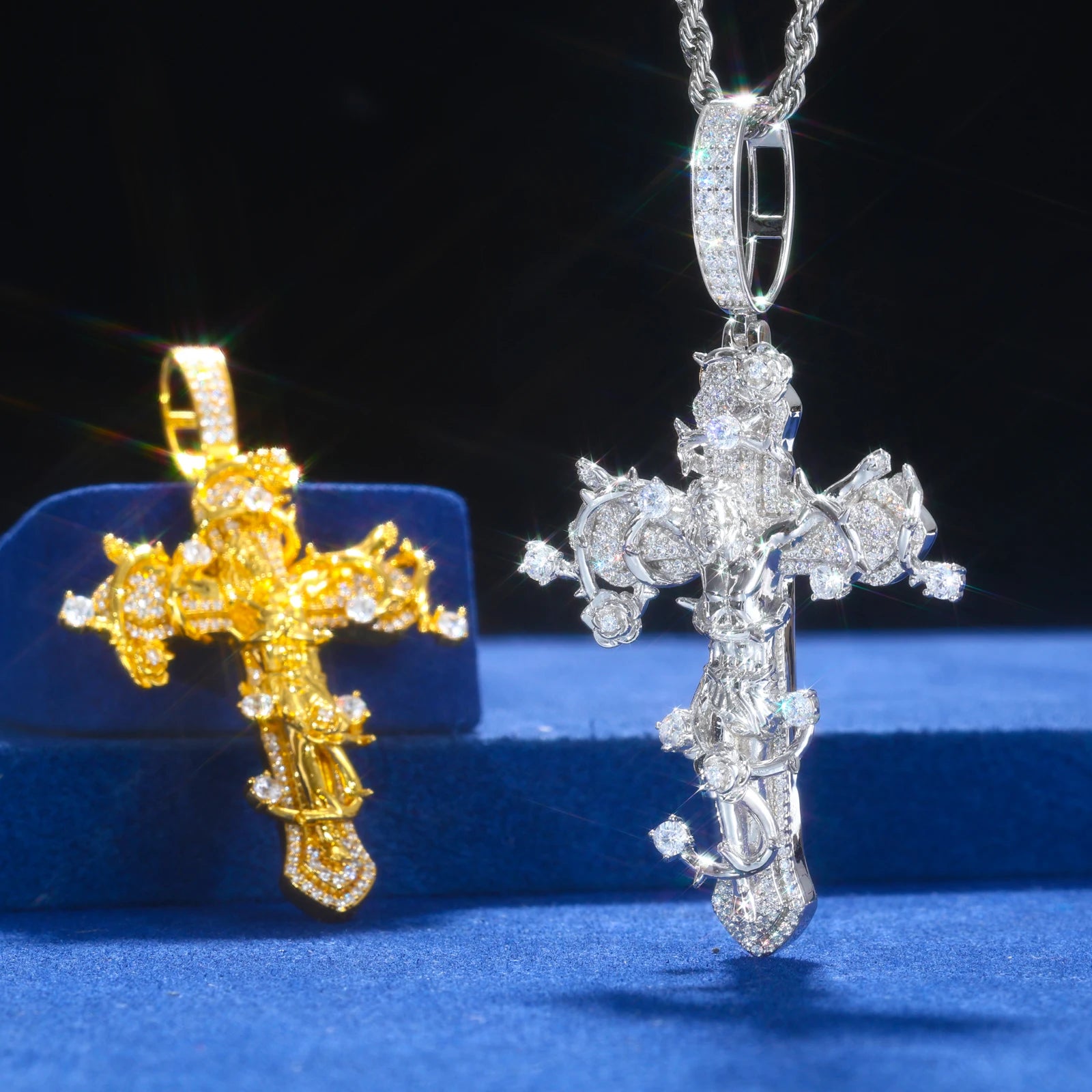 Thorns of Salvation | Original Design Iced  Blinged Out 925 Moissanite Diamond Cross