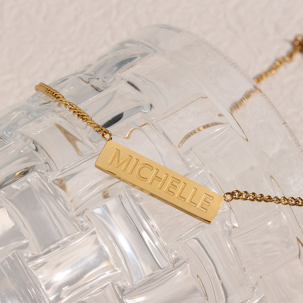 Ladies 18k Gold Stainless Steel Waterproof Personalized Custom Name Necklace