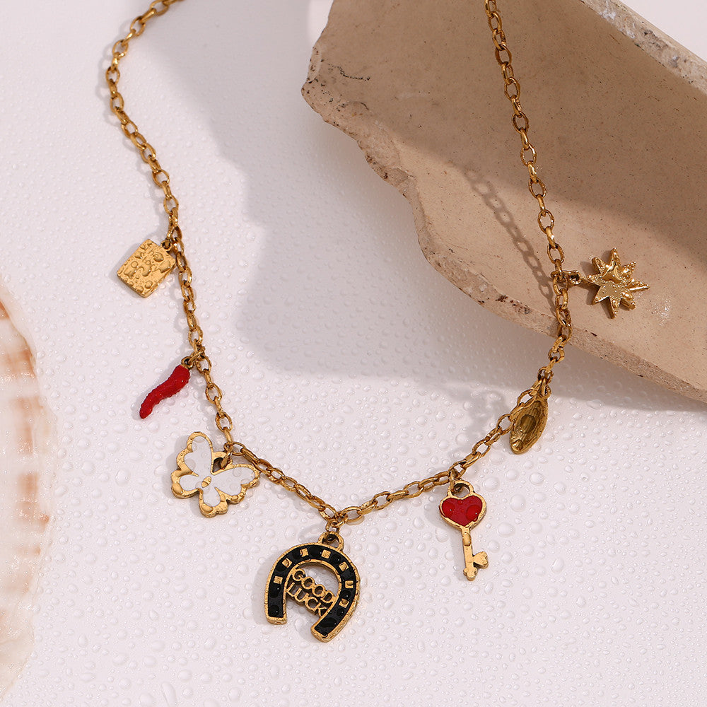 18k Gold Silver Waterproof European and American Hip-Hop Style Pendant Necklace