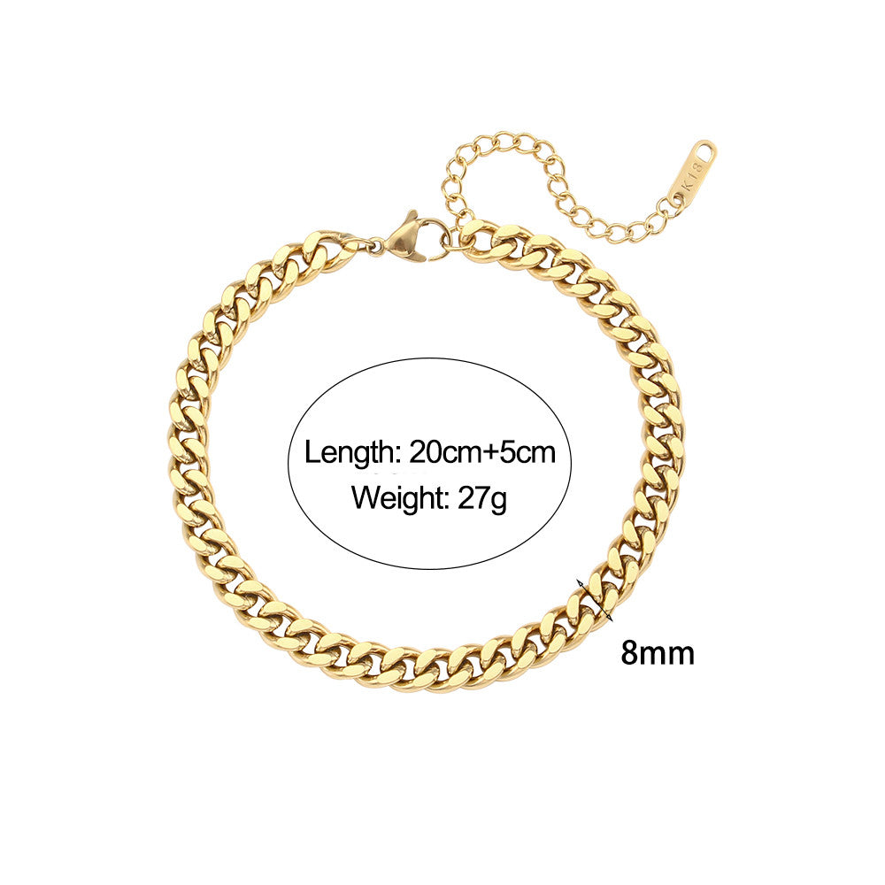 18k Gold Stainless Steel Cuban Rope Tennis Link No Fade Street Style Braclets