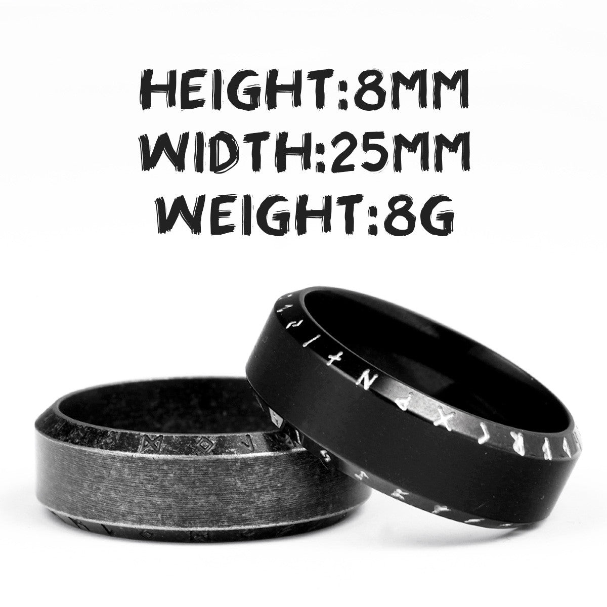 Steel Black Collection | 316L Black Stainless Steel Vintage Look Myth Of Odin Rings