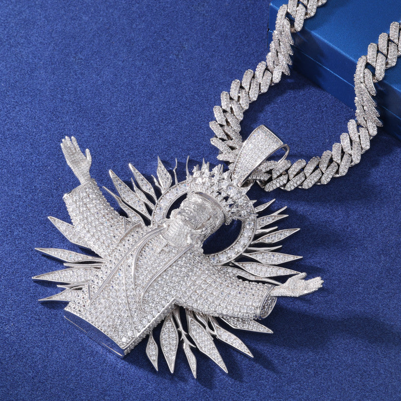 The True King | Moissanite Diamond Solid Sterling Silver Iced Blinged Out Jesus Piece Pendant
