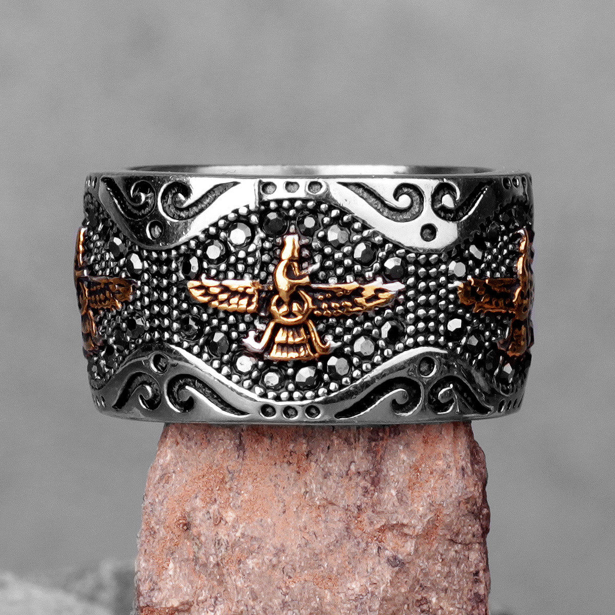 Eagle of Faith | 316L No Fade Stainless Steel Ancient Historical Persia Zarathustra Rings