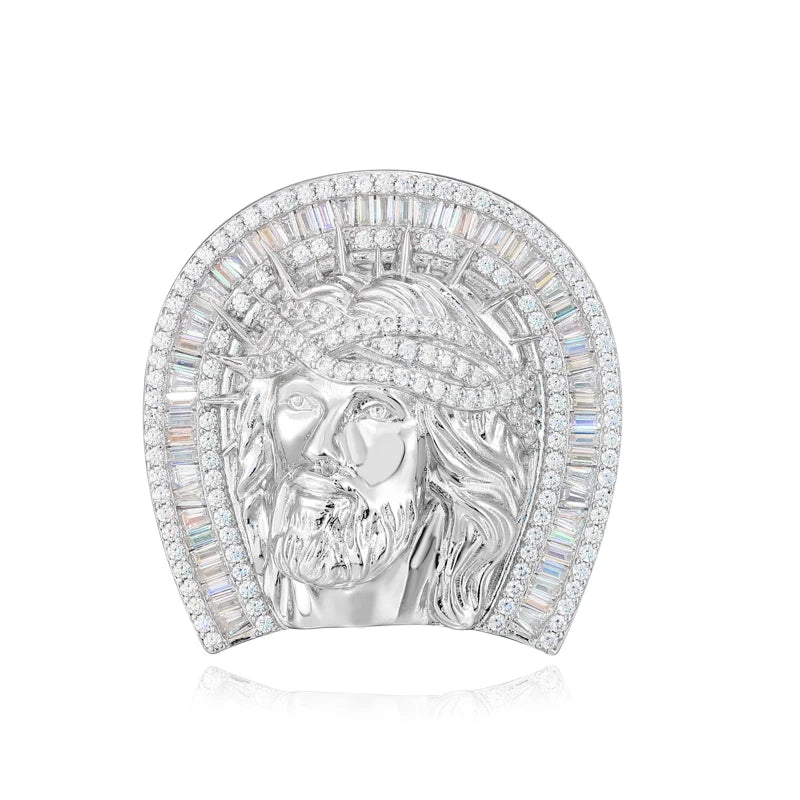 Arc Of Faith | Moissanite Diamond Hip Hop Jesus Head 925 Sterling Silver Christ Ring