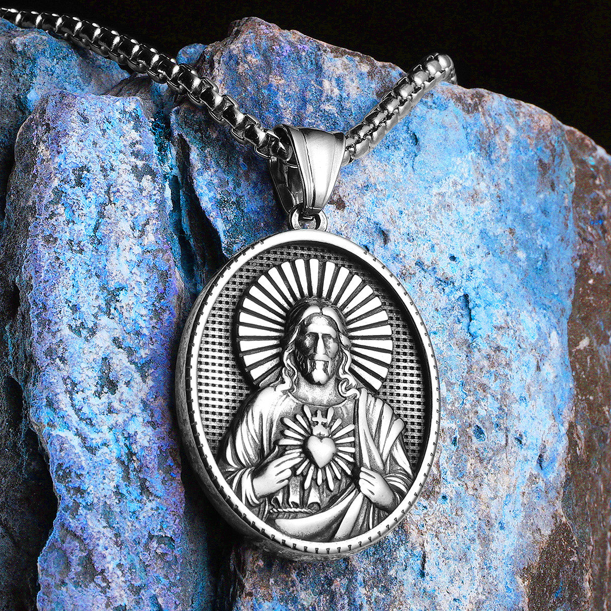 The Christ Collection | Christian Jesus Heart Solid Stainless Steel Spiritual Pendants