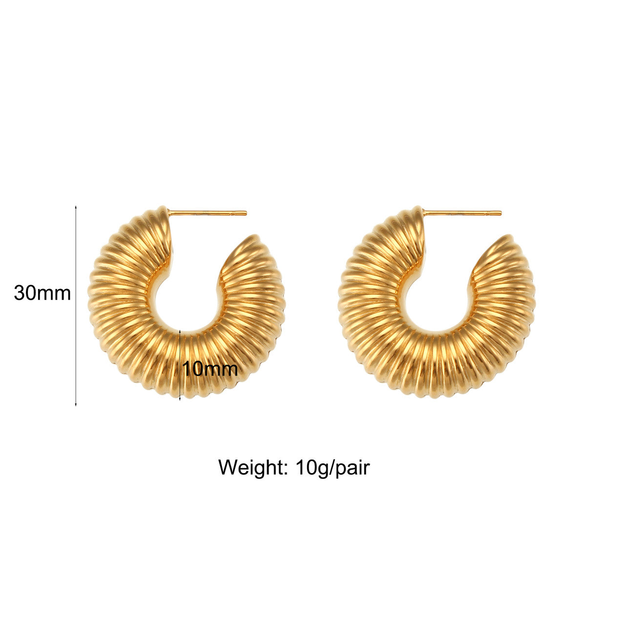 Dream | 18k Gold Over Solid Stainless Steel Waterproof Anti-allergenic Hoop Earrings