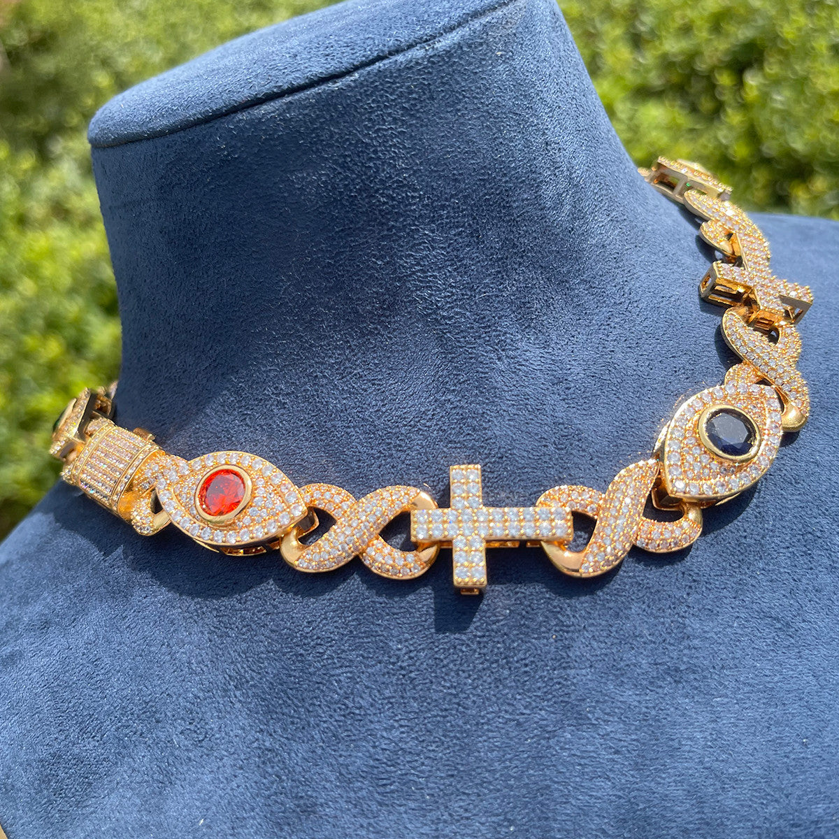 Good VS Evil | Evil Eye Infinity Cross Cuban Link Hip Hop Chain