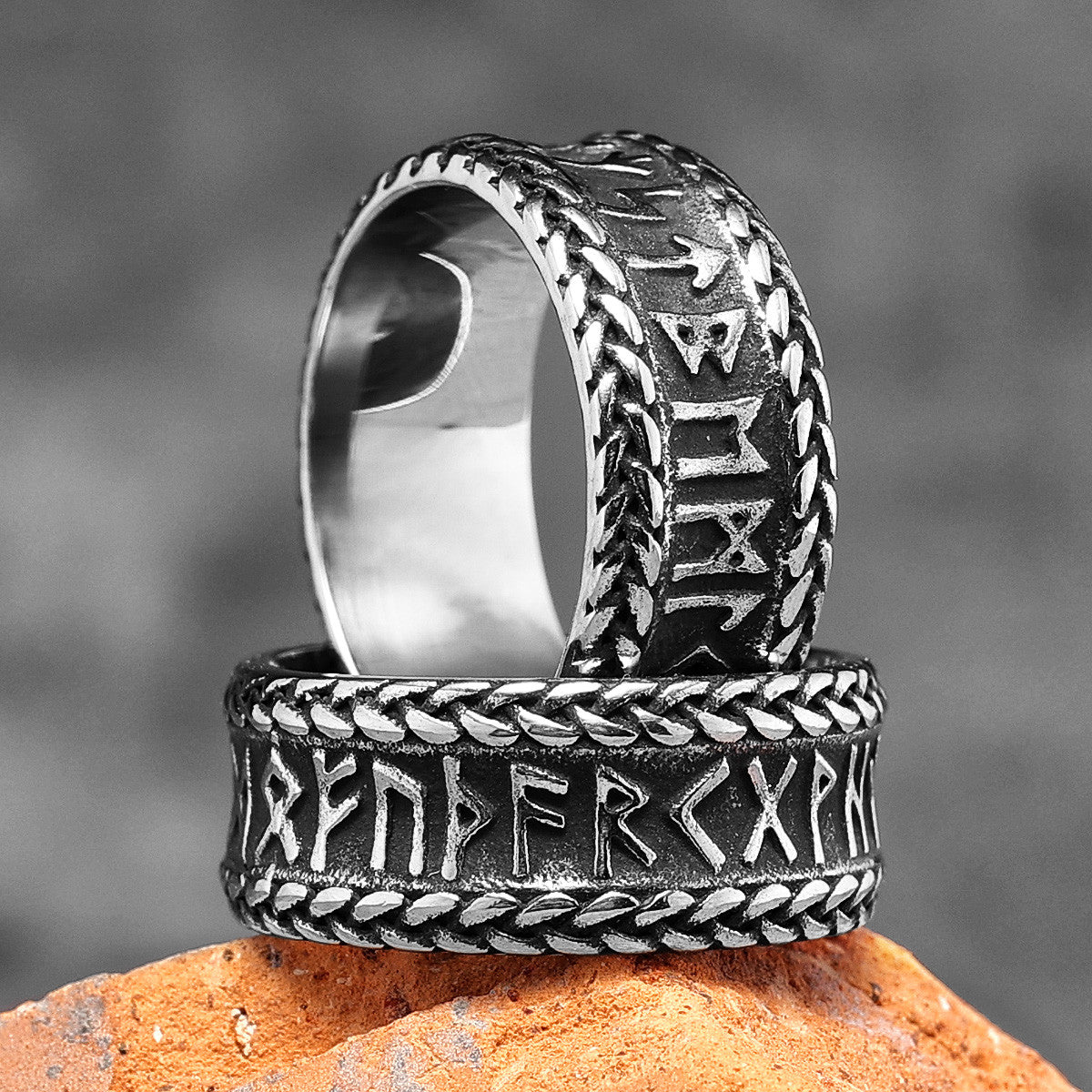Vintage Nordic Letters | 316L No Fade Stainless Steel Viking Characters Rings