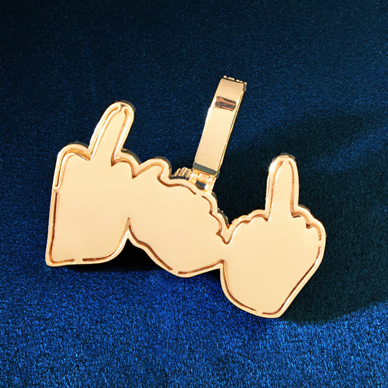 18k Gold 925 Silver Middle Finger To The Haters Hip Hop Micro Pave Pendant Chain