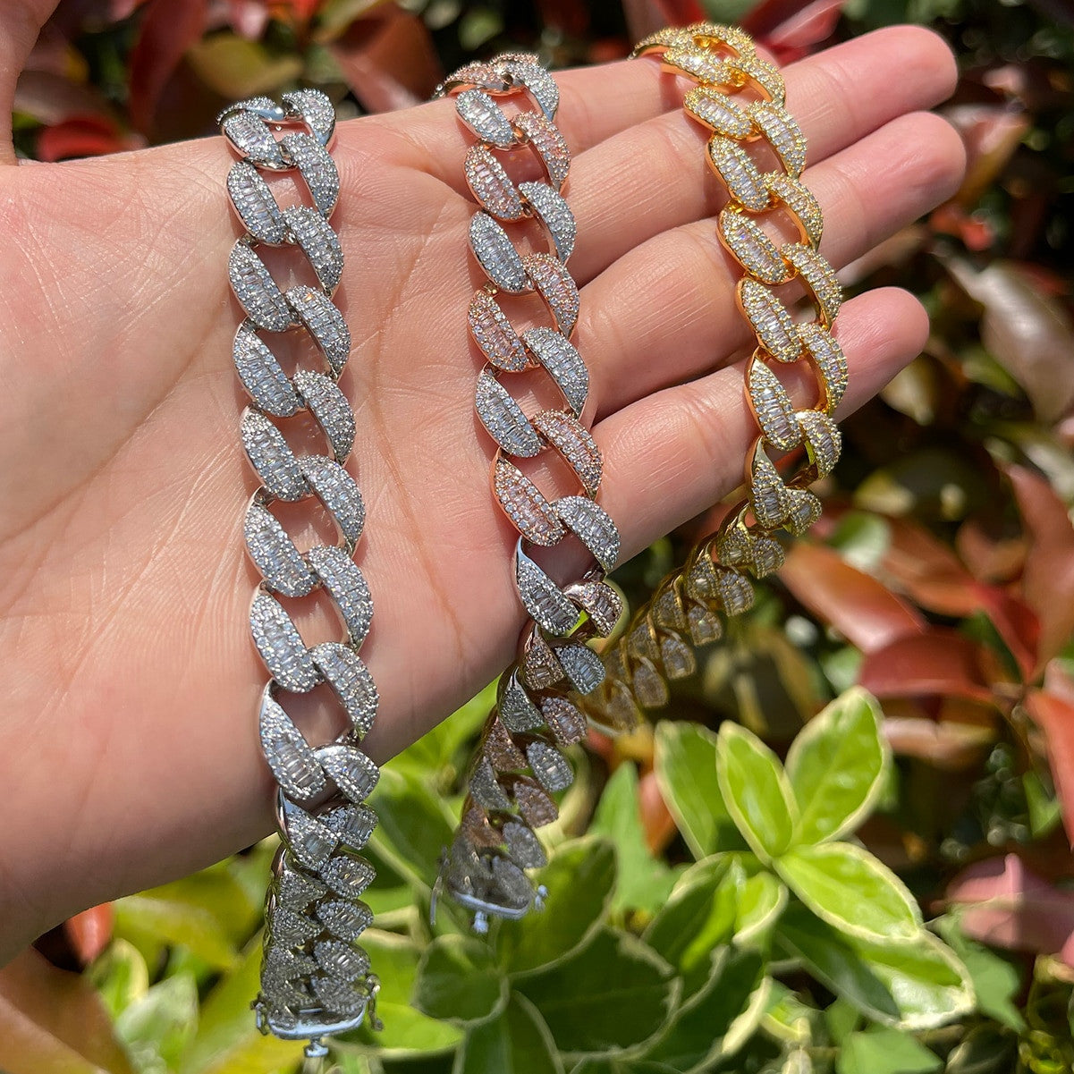 Flooded Ice 15mm Prong Set Baguette Iced Blinged Out Hip Hop Bracelets