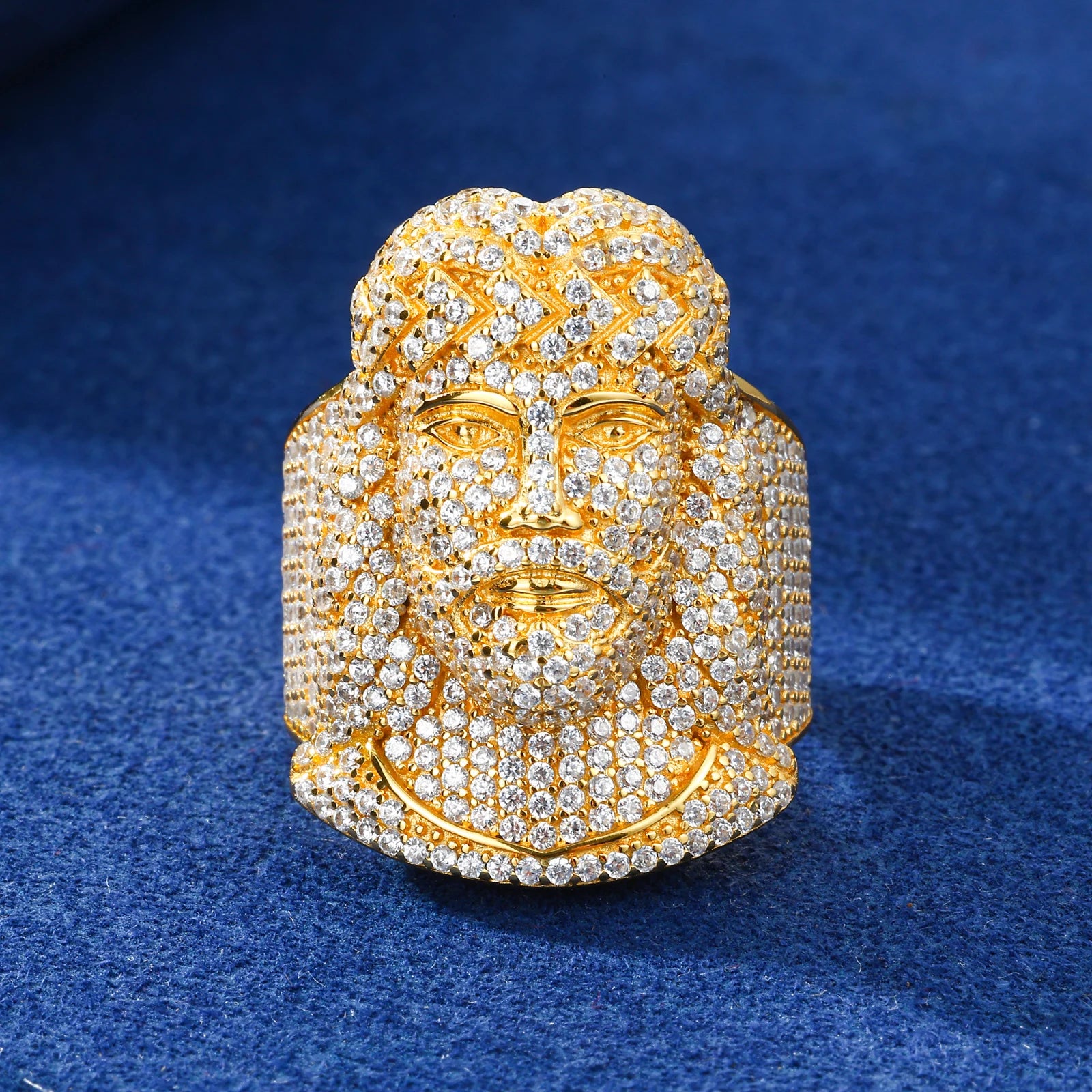 Man Of Faith | Luxury 925 Sterling Silver Jesus Head Moissanite Diamond Iced Ring