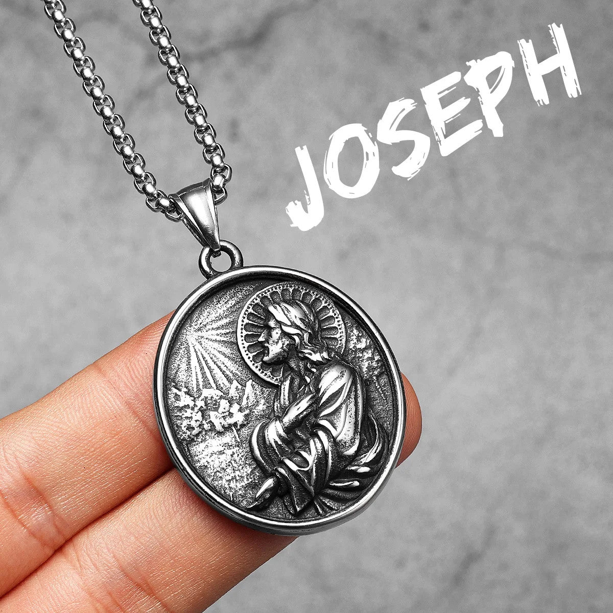 Hall Of Saints | 316L Solid Stainless Steel Holy Father Joseph Saint Pendant Collection