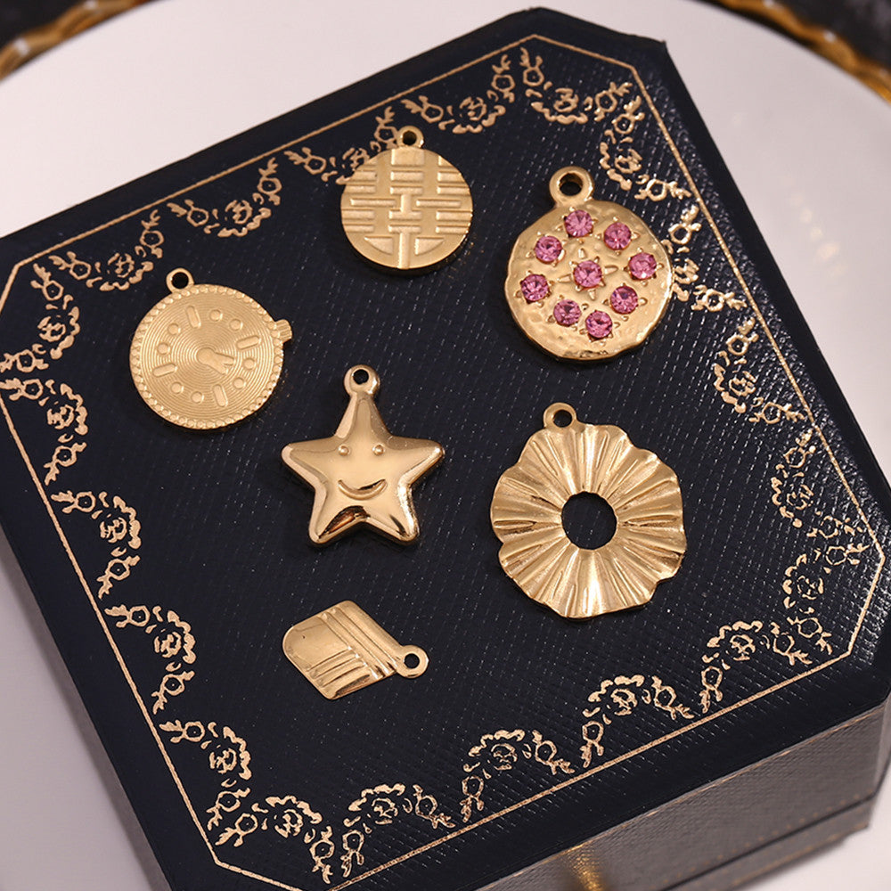 Ladies DIY 18k Gold Over No Fade Solid Stainless Steel Perforate 3D Buckle Pendants