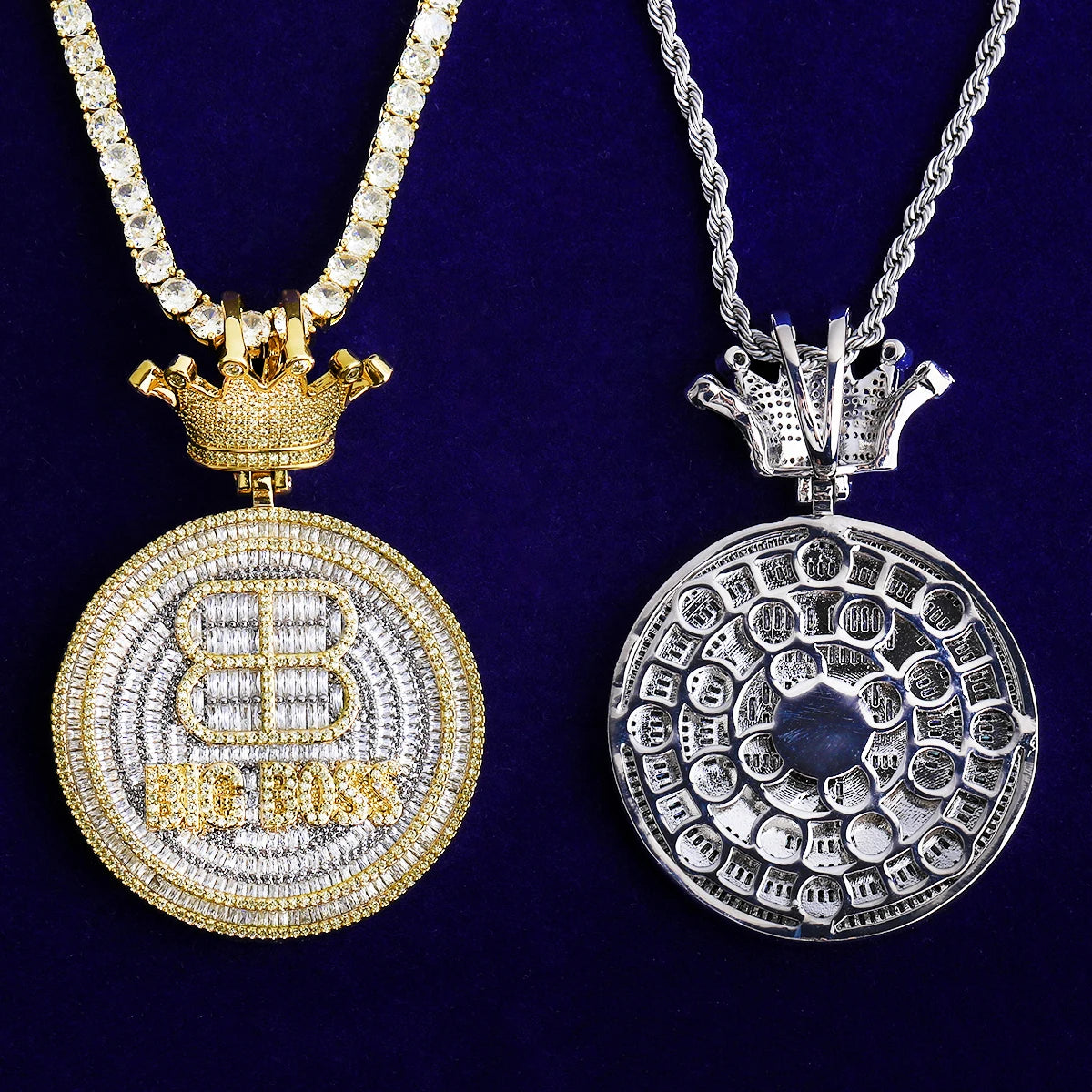 Big B's | VVS Diamond CZ Two Tone Iced Blinged Out Big Boss Hip Hop Pendant