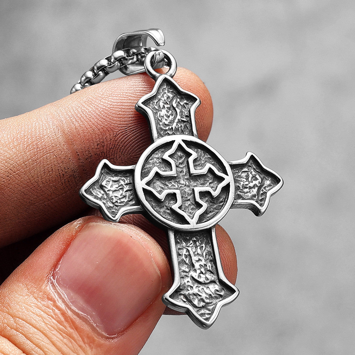 Circle Of Light | Solid Stainless Steel Christian Religion Hip Hop Cross Pendant