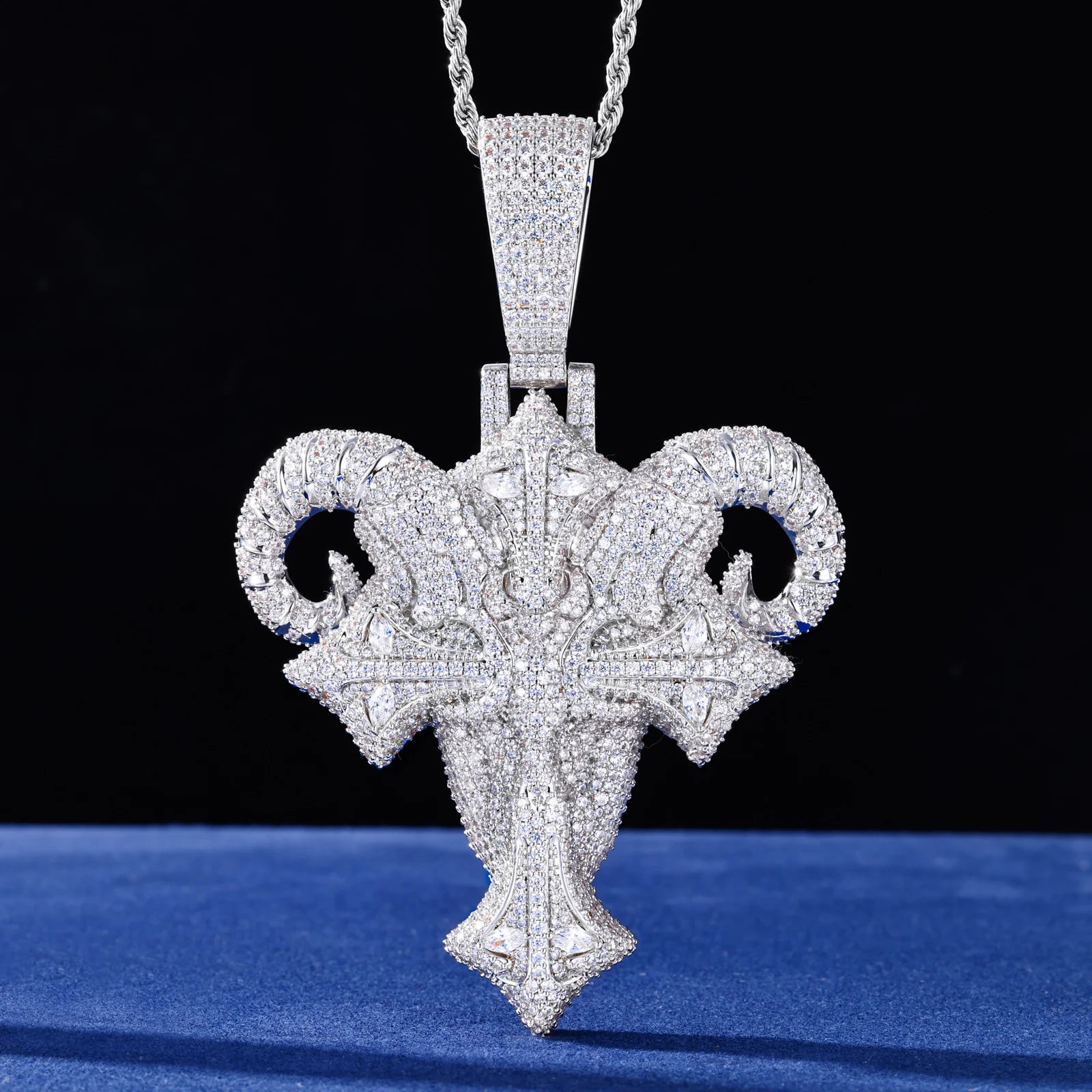 Demon Goat | Iced Bling Out Moissanite Diamond Demon Goat Cross Hip Hop Pendant