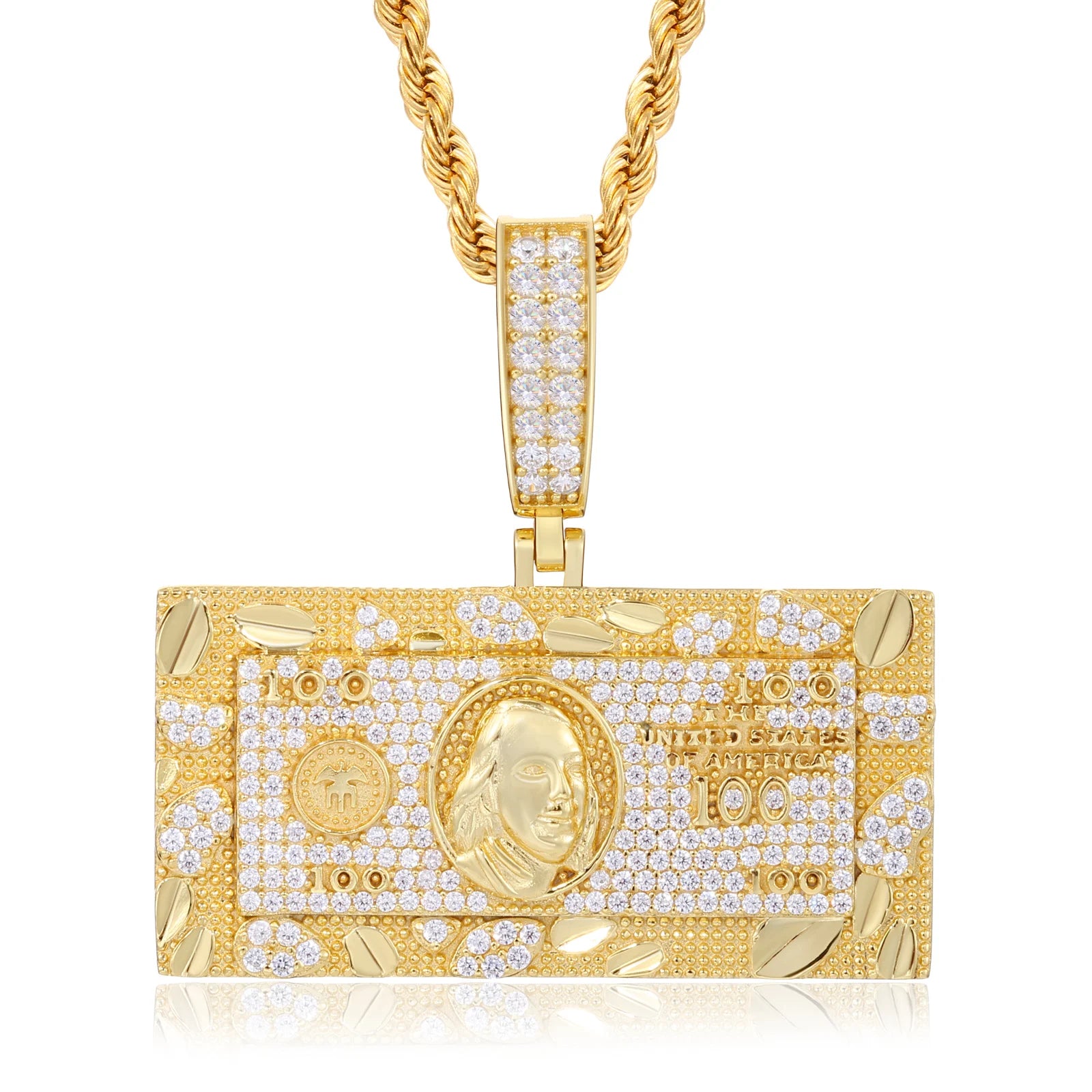 Dough Boy II | Big Dollars Moissanite Diamond VVS 100 Dollar Bill Hip Hop Pendant