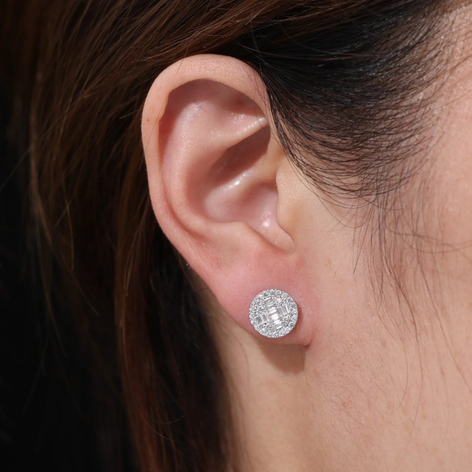 Dripped Baguette | VVS1 Moissanite Diamond Cross Stud 925 Silver Earrings