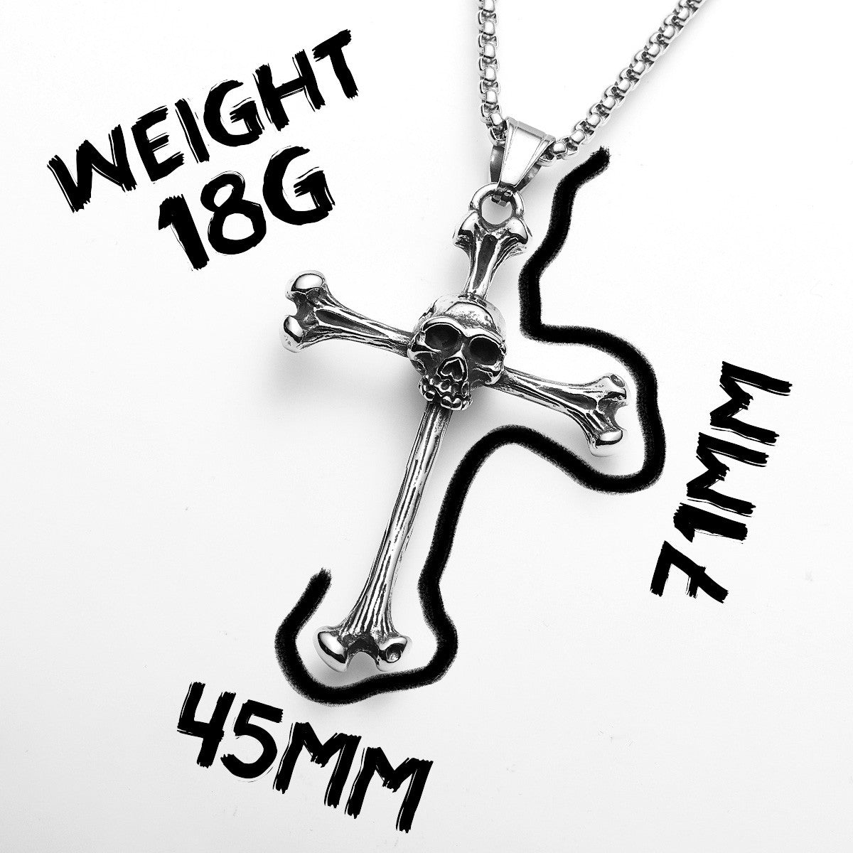 Skull and Bones | 316L Stainless Steel Symbolic Street Style Cross Pendant