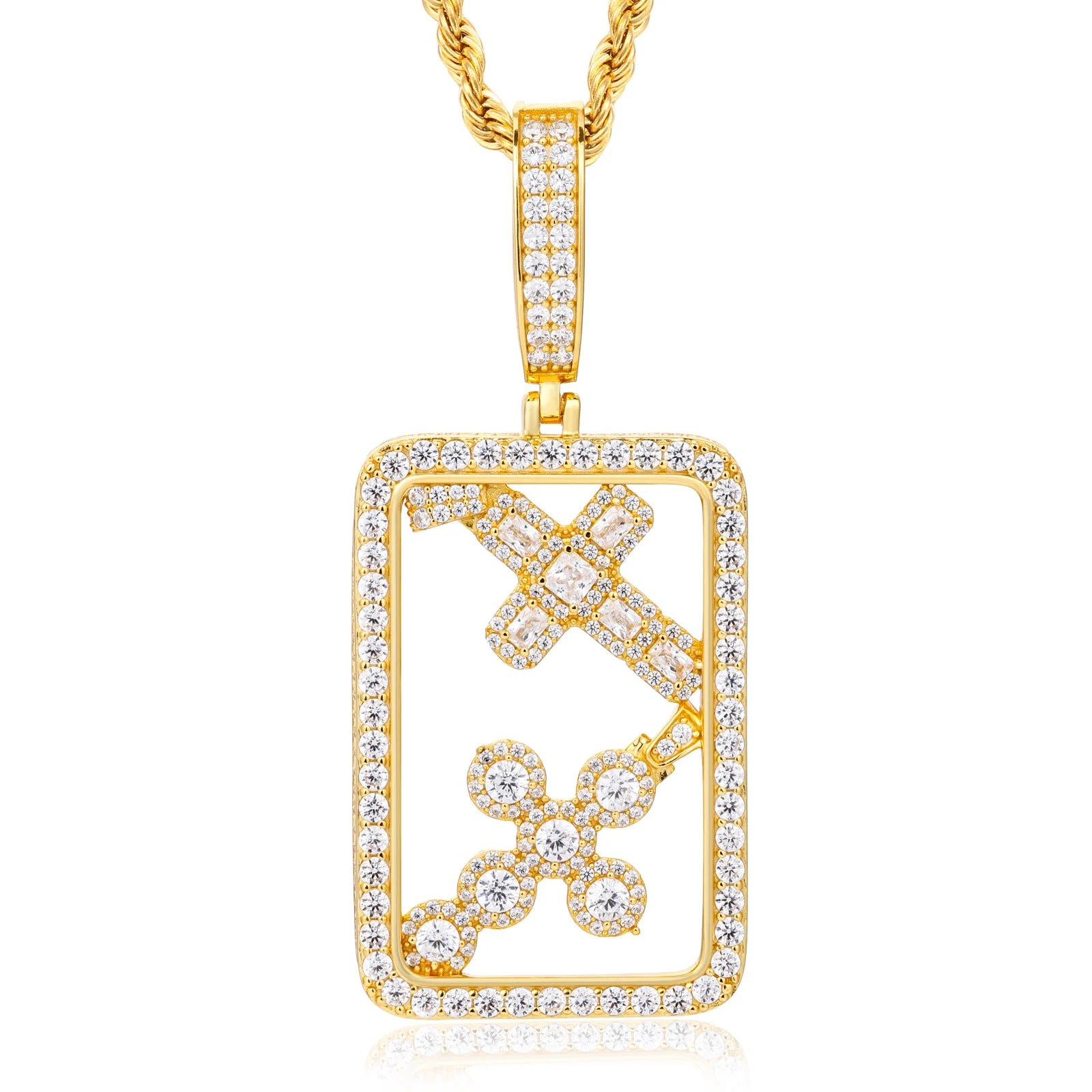 Boxed Double Cross | 925 Sterling Silver Moissanite Iced Blinged Out Cross Pendant