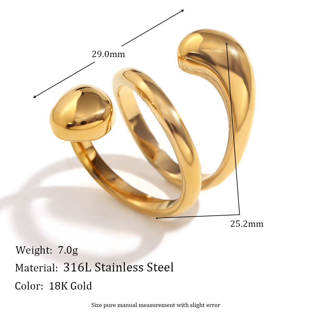 18k Gold Double layered Artistic Impression Spiral Snake Stainless Steel Ring