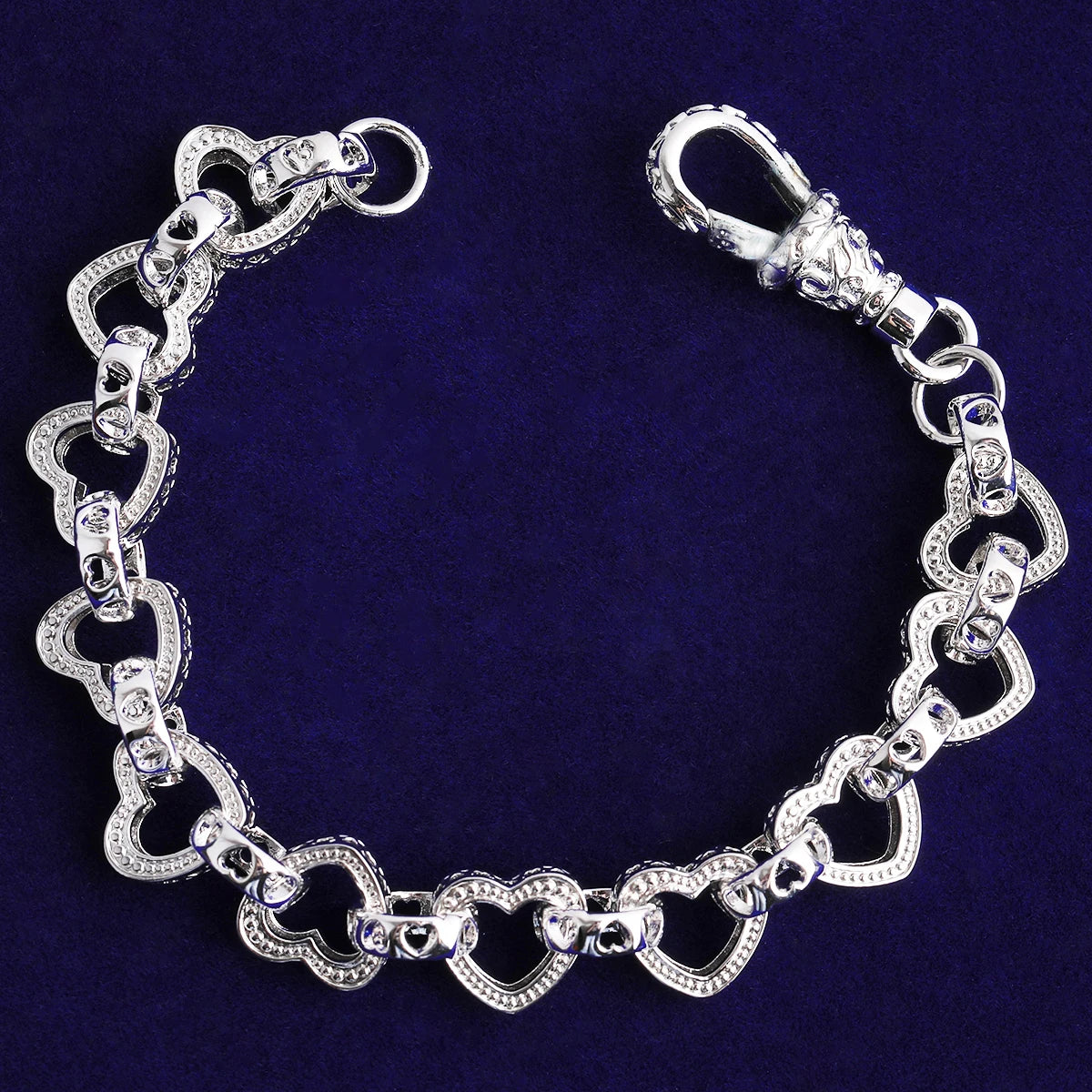 Heart To Heart |  Ladies Albert Clasp 24k 925 Silver Rose Gold Heart Link Bracelet