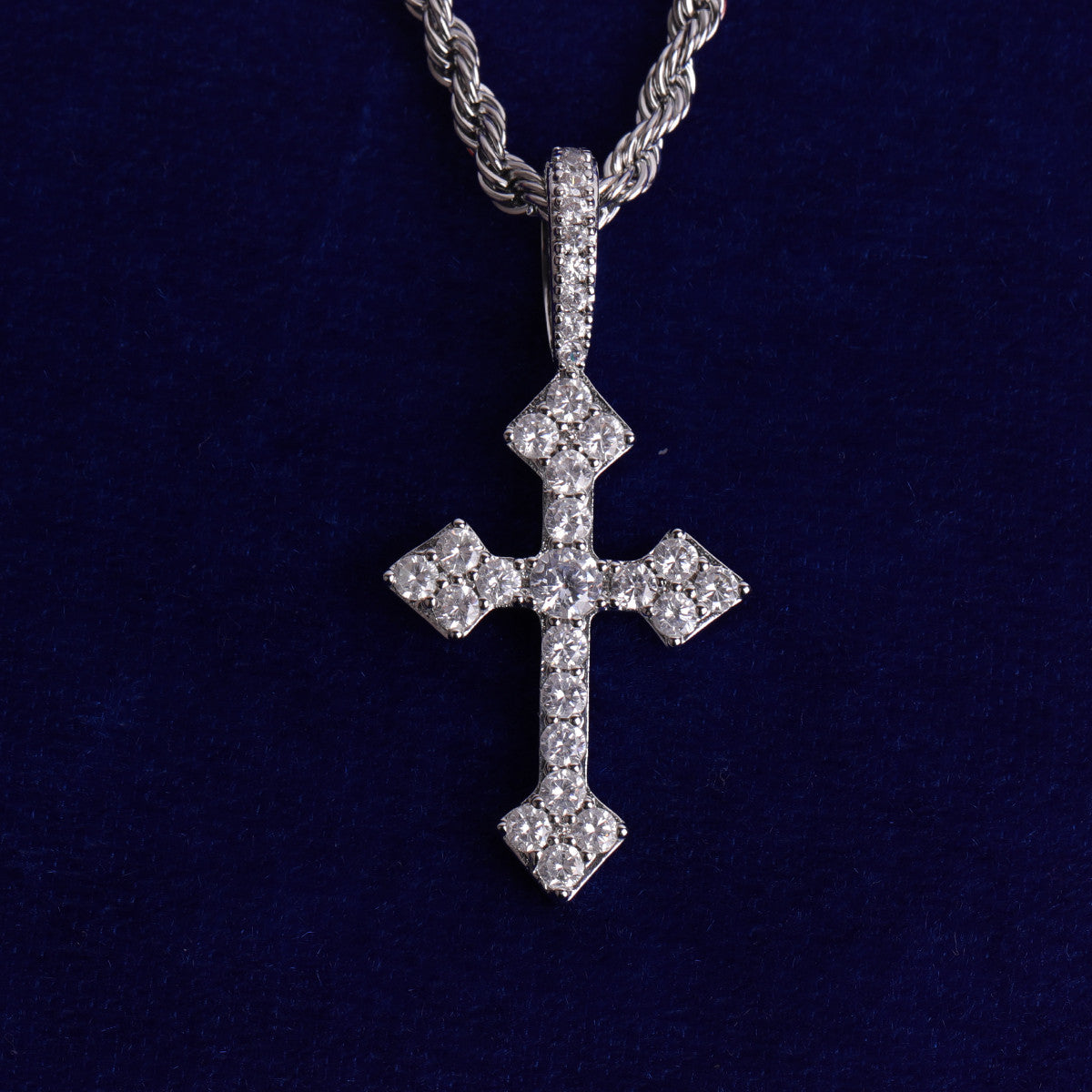 Classic 24k 925 Silver Rose Gold VVS Diamond CZ Arrow Cross Pendant