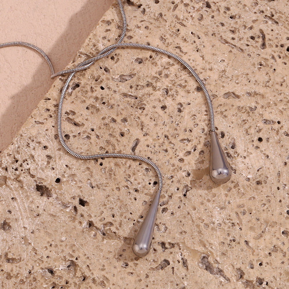 18k Gold Stainless Steel Two Tear Drop Snake Link Chains Necklaces Tarnish Free