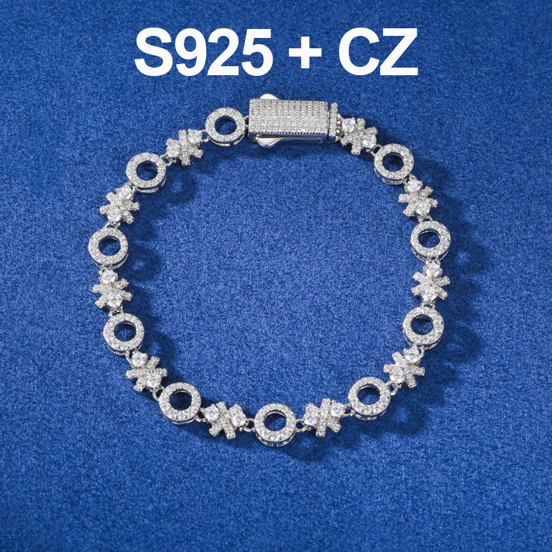 XOXO | Sterling Silver Love Moissanite Diamond Hip Hop 7MM 925 18k Gold Bracelets