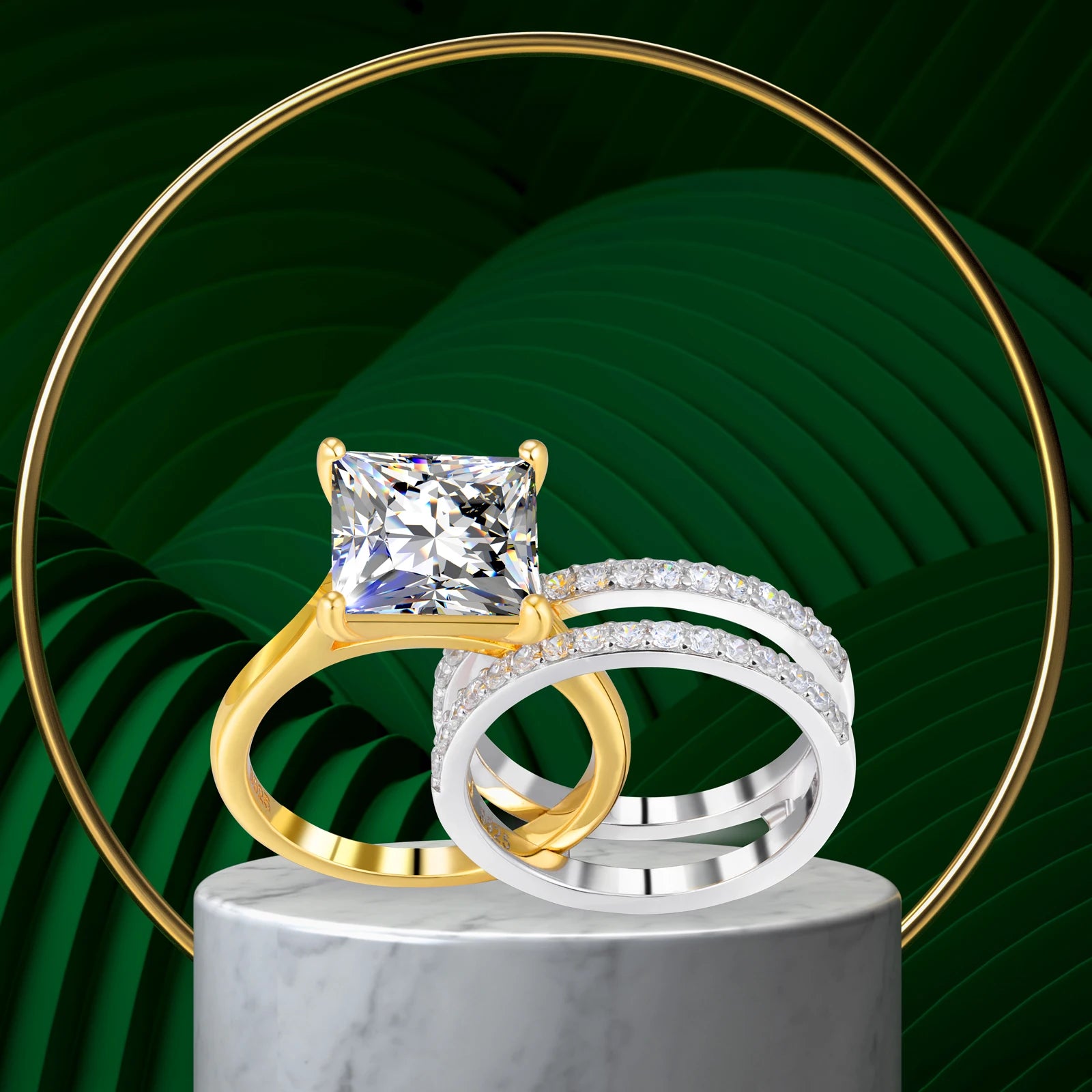 Women's Luxury 6CT Fashion Bridal Engagement Wedding Rings 5A CZ Buy 1 Get 1 Free Party Ring