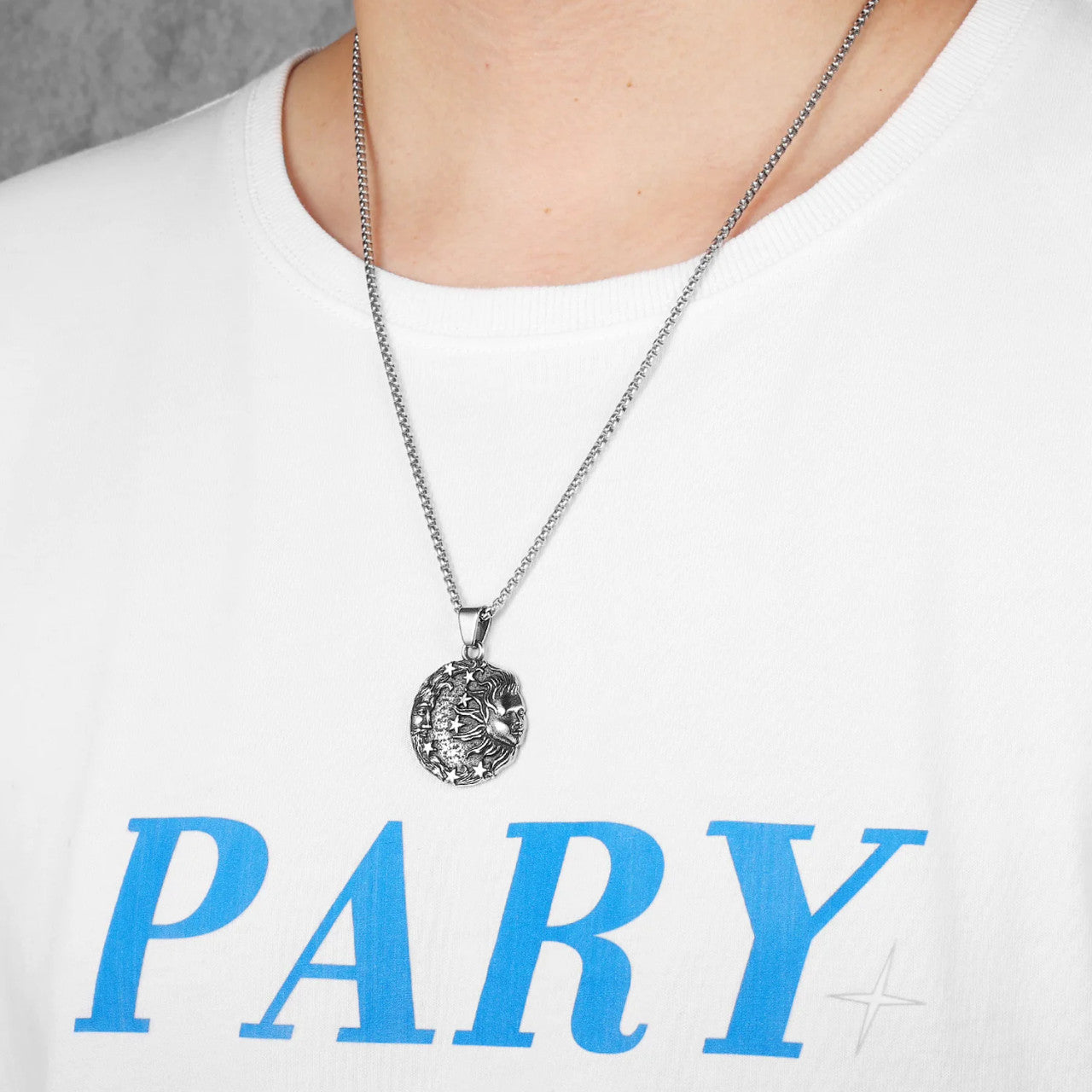 Starry Sky | Sun God Moon Goddess 316L No Fade Stainless Steel Greek Myth Pendant