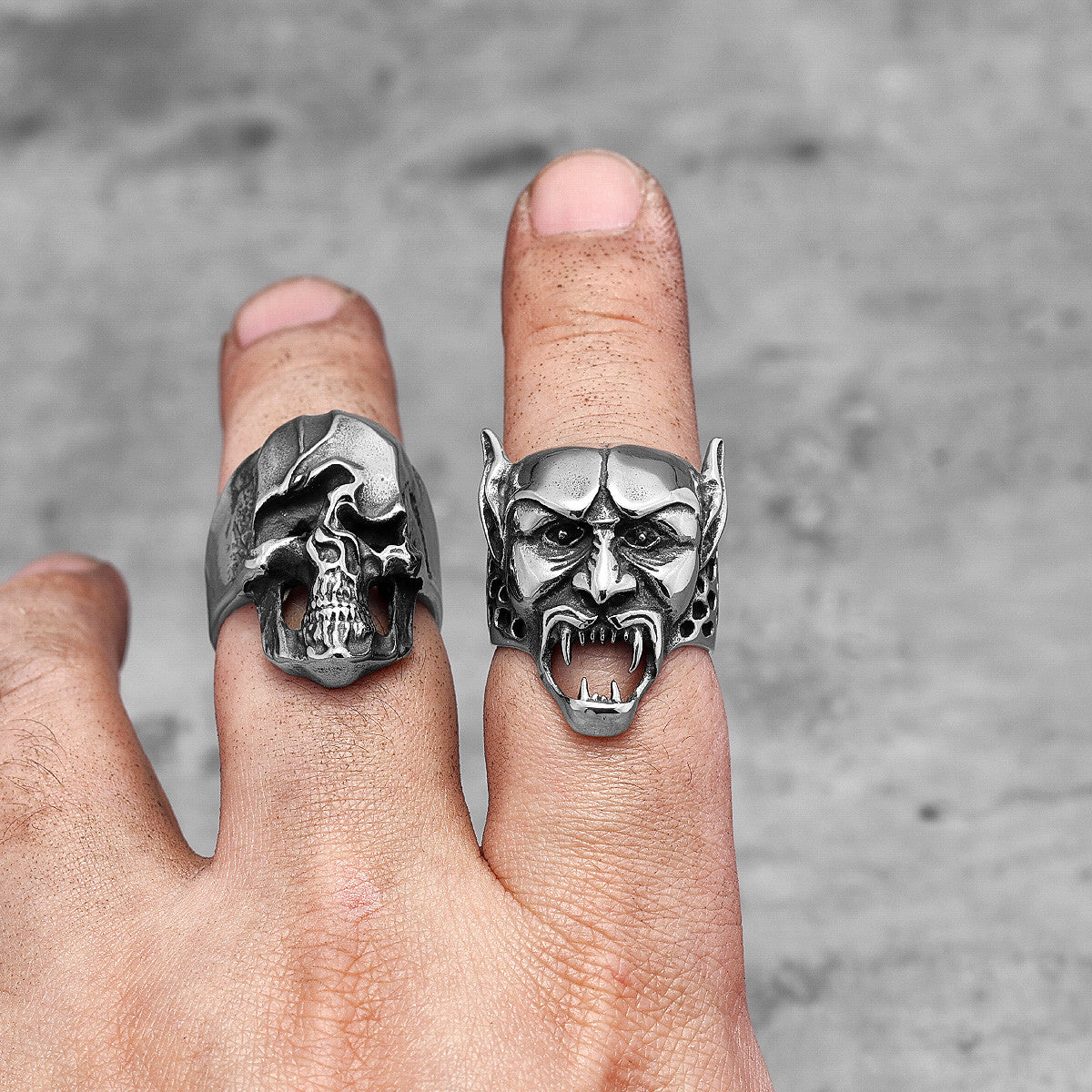 Mens 316L Gothic Vampire No Fade Stainless Steel Street Wear Rings