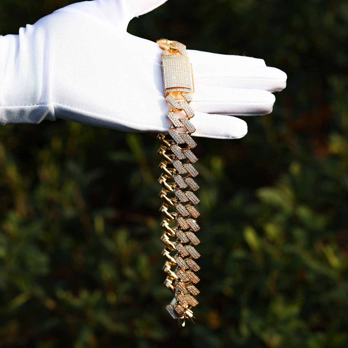 24k Gold 925 Silver Flooded Ice Hip Hop Designer Cut Cuban Link Chain Necklace