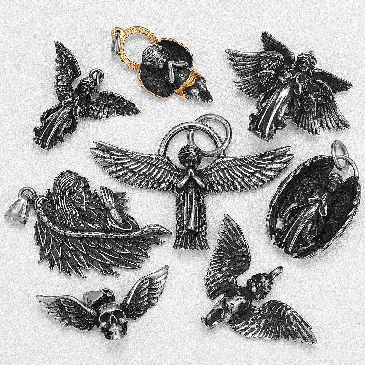 Angel Wing Collection | 316L No Fade Stainless Steel Prayer Angel Pendants